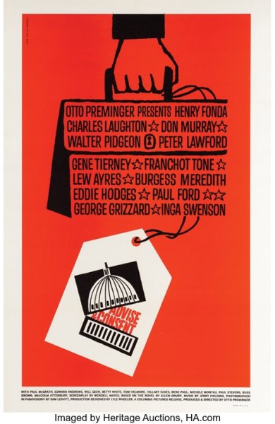 Advise & Consent. 1-sheet poster (Columbia, 1962)