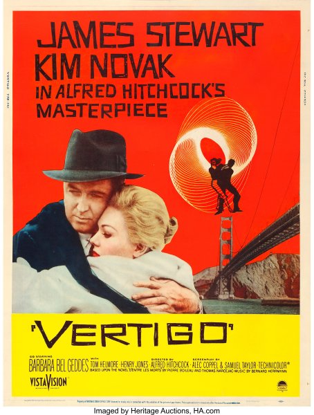 Vertigo (Paramount, 1958). Poster (30 X 40 in) Style Y. Saul Bass Artwork.