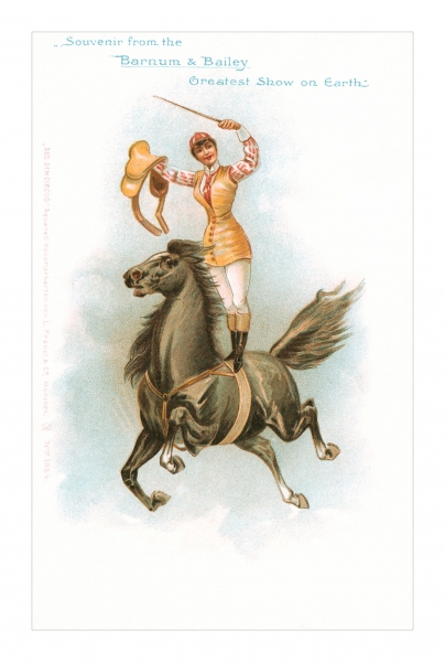 Barnum Bailey Girl on Horse Postcard