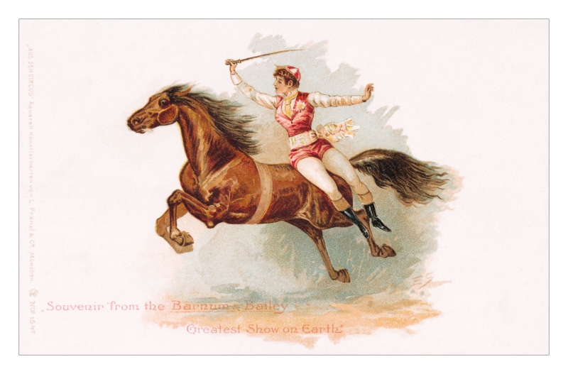 Barnum Bailey Postcard - Girl on Horse