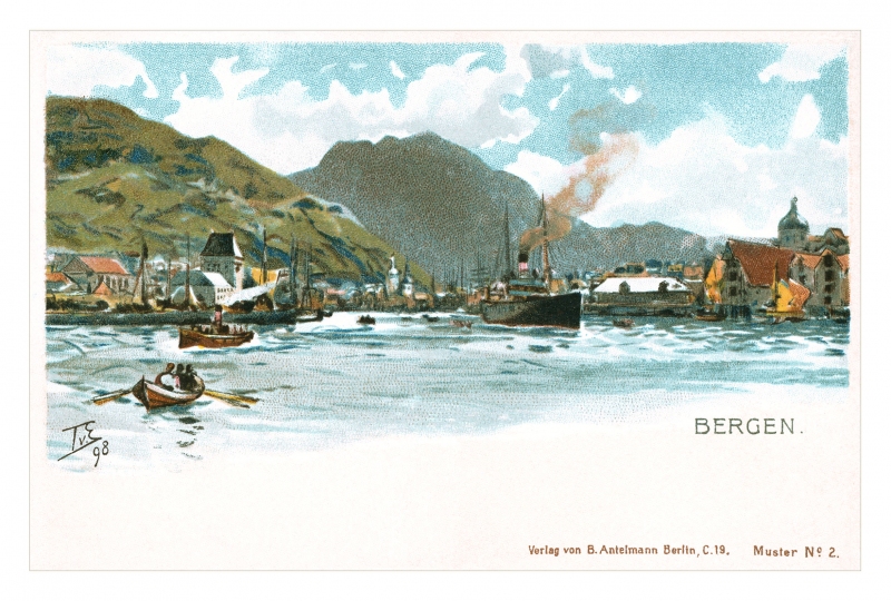 Bergen, Norway Postcard (1898)