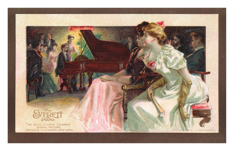 Everett Pianos Trade Card