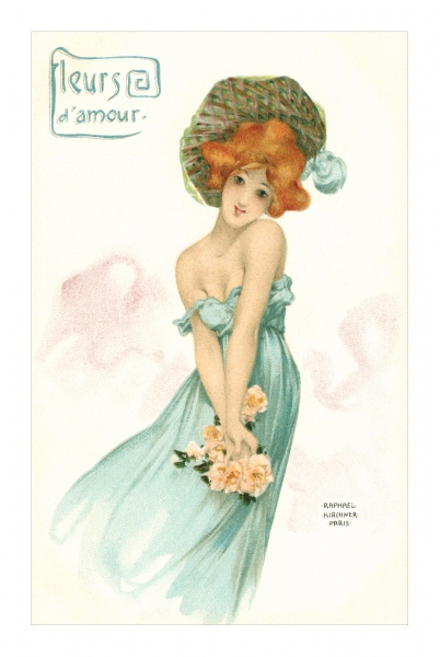 Girl in a Green Dress Postcard