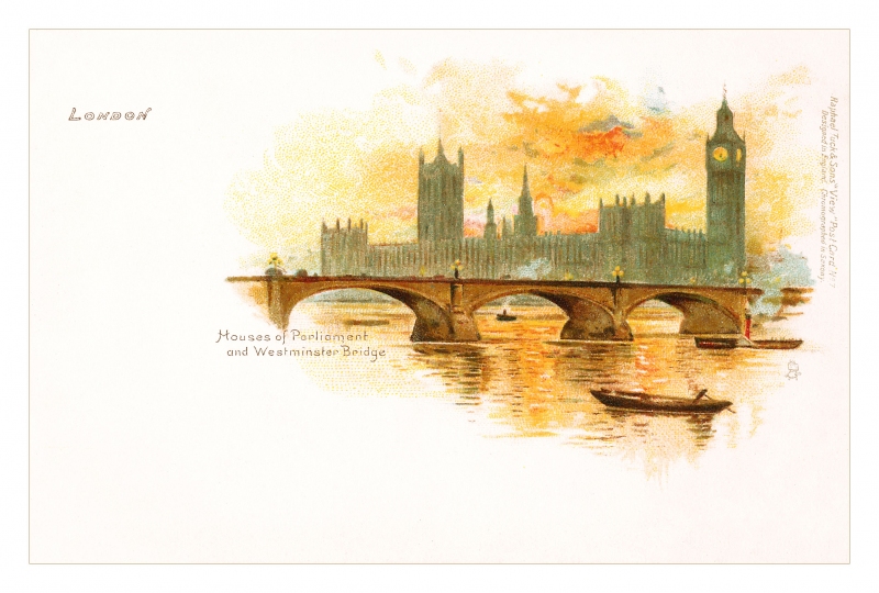 Houses Of Parliament and Westminster Bridge Postcard