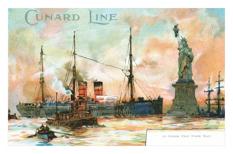 In Upper New York Bay Cunard Line Postcard