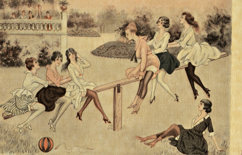 Women Playing. Postcard