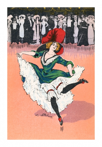 Woman in Green Dress Dancing Postcard