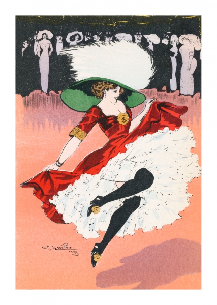 Woman in Red Dress Dancing Postcard