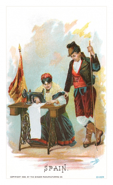 Singer Sewing Machines Spain Trade Card 1892