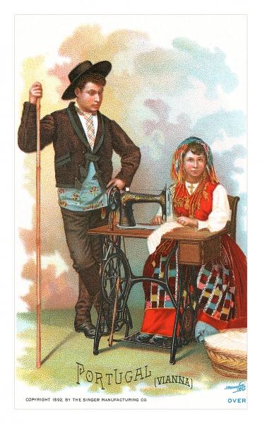 Singer Sewing Machines Portuguese Trade Card 1892