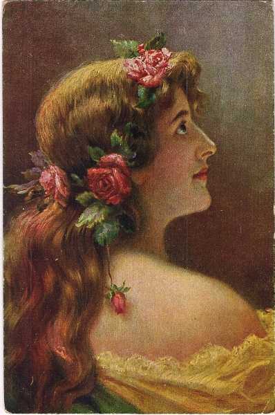 Victorian Girl with Flowers in Her Hair