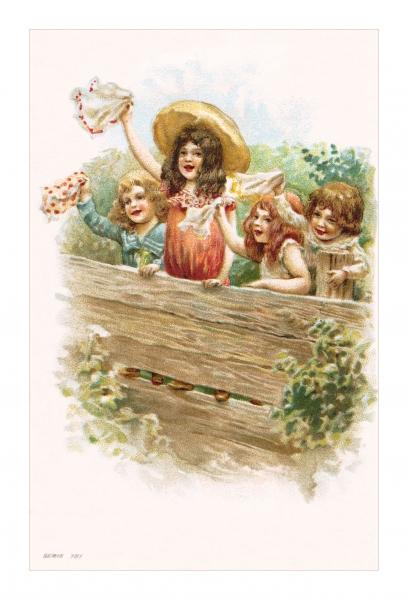 Waving Children Postcard 1904