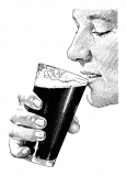 Detail of a Woman Drinking a Mackeson's Beer from a Glass