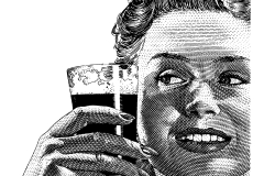 Detail of a Woman Holding up a Glass of Mackeson's Beer