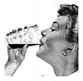 Detail of a Woman Drinking a Mackeson's Beer from a Glass