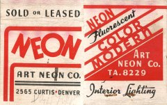 Art Neon Co., Denver Matchbook