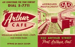 Arthur Cafe - Port Arthur, Ontario Matchbook