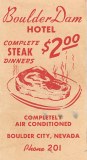 Boulder Dam Hotel - Complete Steak Dinners Matchbook