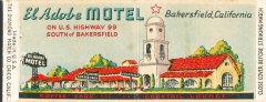 El Adobe Motel, Bakersfield, California matchbook