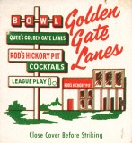 Golden Gate Lanes - 11490San Pedro Avenue, El Cerrito, California Matchbook