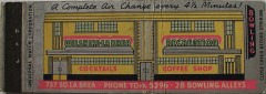 La Brea Wilshire Bowling, Art Deco matchbook