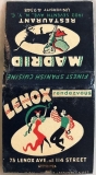 Lenox Rendezvous - Madrid Restaurant - 75 Lenox Ave at 114 Street Matchbook (cover)