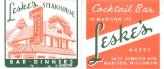 Leske's Steakhouse, Madison Matchbook