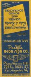 Pacific Neon Sign Co, Los Angeles - est 1929 Matchbook