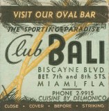 Club Bali, Miami, Florida Matchbook