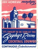 Zephyr Room, Los Angeles, CA Matchbook