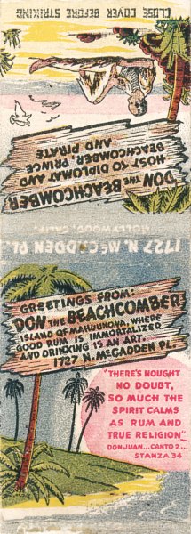 Don the Beachcomber matchbook