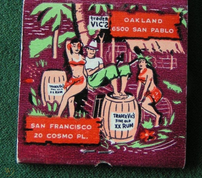 Trader Vic's Matchbook - Oakland & San Francisco, California (back)