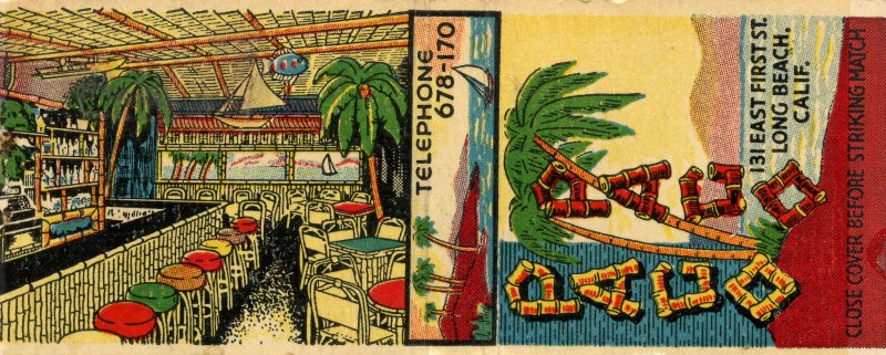 Pago Pago - South Sea Island Drinks matchbook