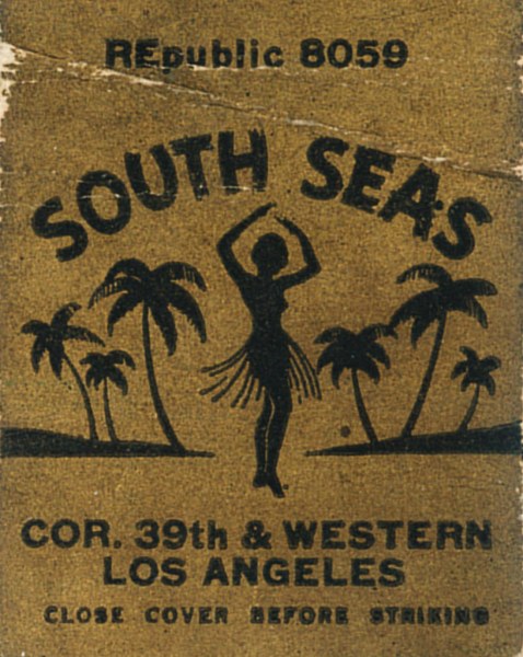 South Seas, Los Angeles Matchbook