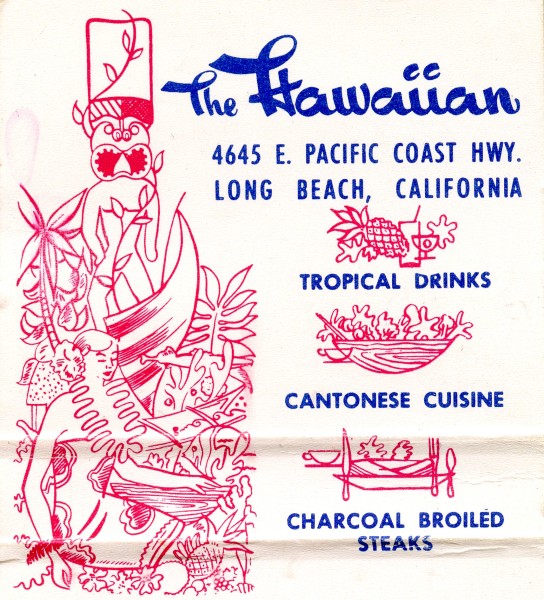 The Hawaiian 4645 E. Pacific Coast Hwy. Long Beach, CA Matchbook