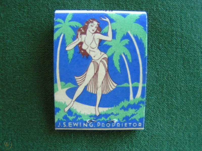 The Tropic Cafe - 1040 Third Avenue San Diego, CA - Hula Girl Matchbook (back)