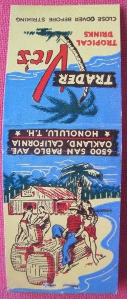 Trader Vic's - Oakland, CA & Honolulu, HI Matchbook (cover)