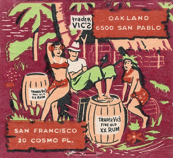 Trader Vic's Matchbook Cover for the Oakland and San Francisco, CA Locations