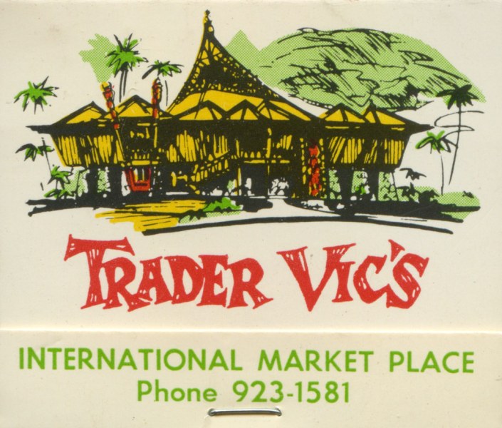 Trader Vic's Matchbook Cover for Their International Marketplace, Wakiki Location