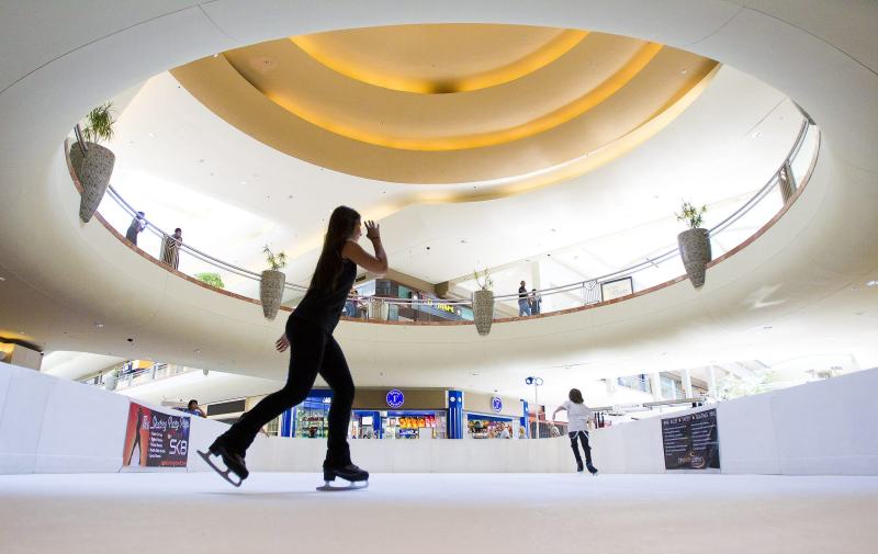 An ice skater on the Rink at Metro in the Metrocenter Mall on June 13, 2012