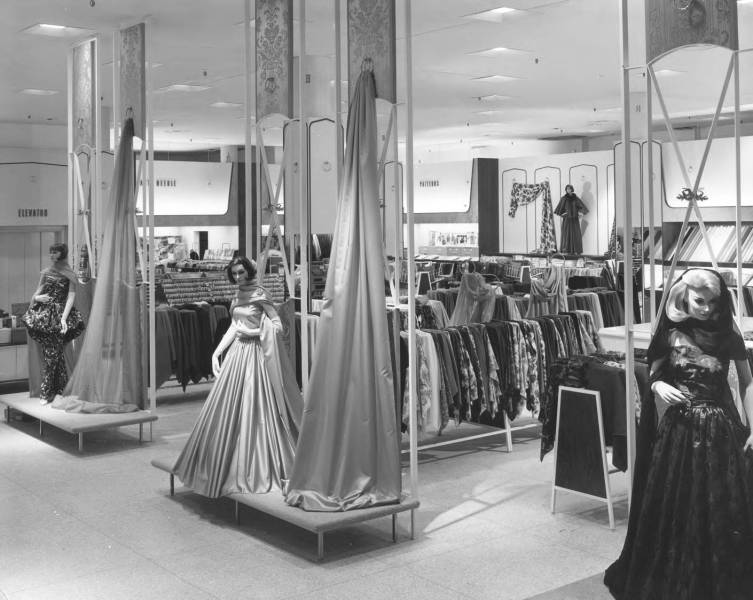 Mannequins wearing the latest evening styles in the soon to open Bon Marche store in the Tacoma Mall