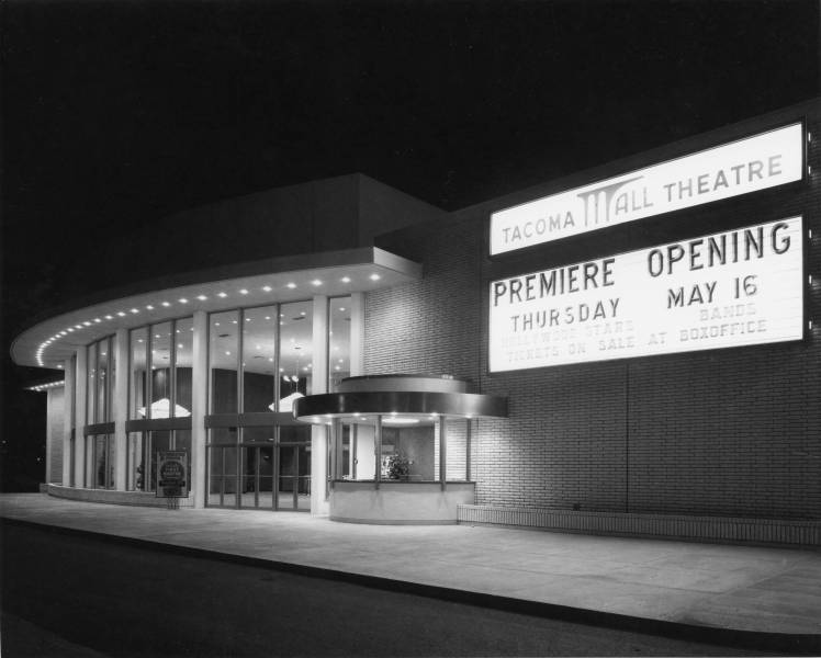 Tacoma, WA Shopping Mall Theater (exterior night)