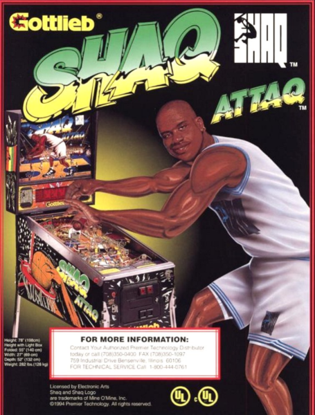 Gottlieb Shaq Attaq pinball AD