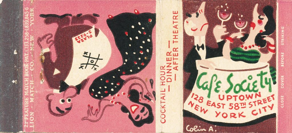 Cafe Society, New York City matchbook (from jericl cat via flickr)