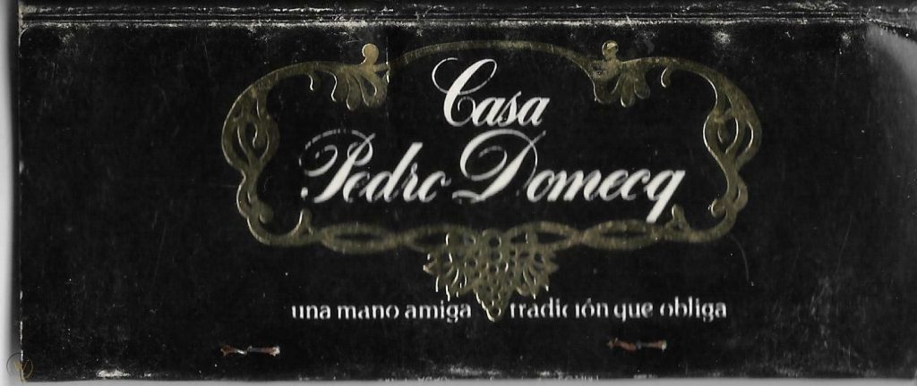 Casa Pedro Domecq Matchbook (back)