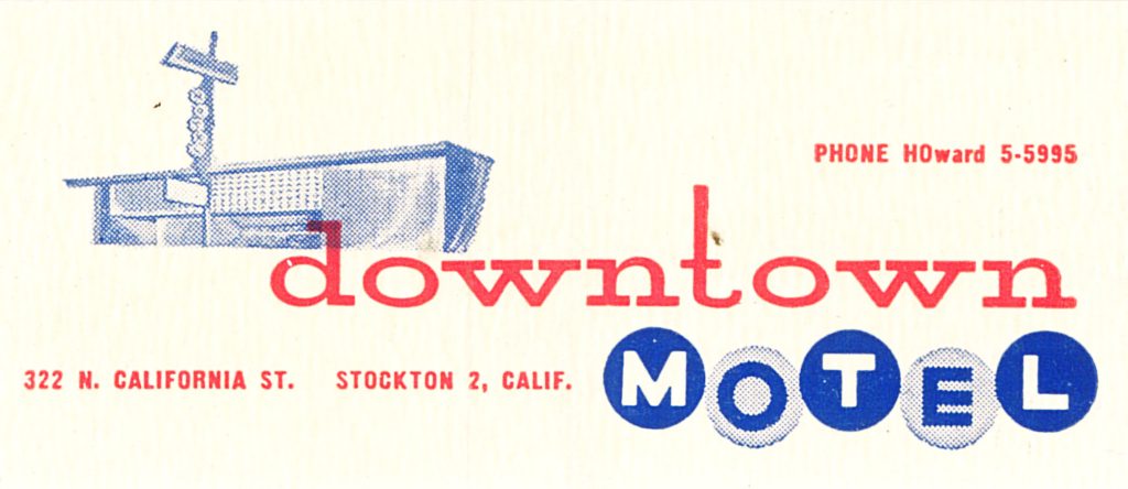 Downtown Motel, Stockton, CA Matchbook (from jericl cat via flickr)
