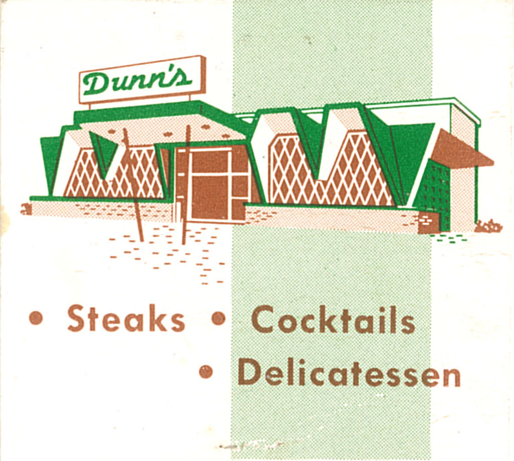 Dunn's Restaurant - in Latham New York next to the Latham Motel Matchbook (from jericl cat via flickr)