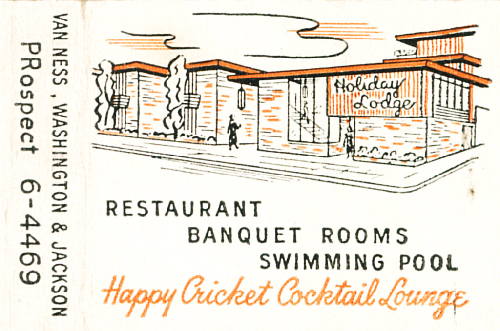 Holiday Lodge - 1901 Van Ness Avenue, San Francisco, CA Matchbook (from jericl cat via flickr)