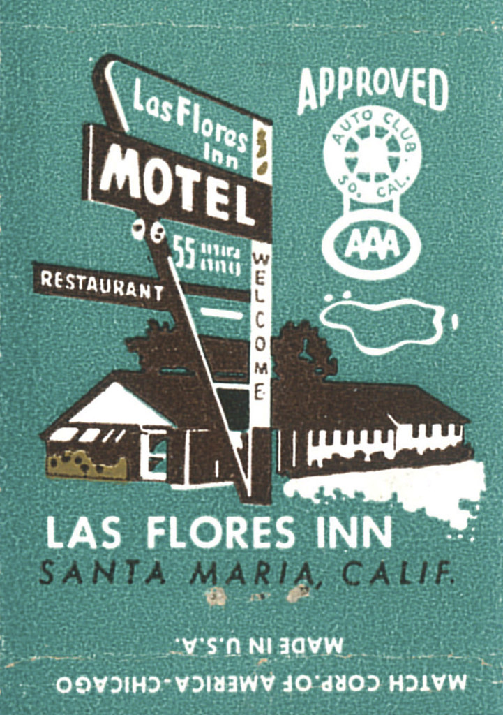 Las Flores Inn Motel, Santa Maria, California Matchbook (from jericl cat via flickr)