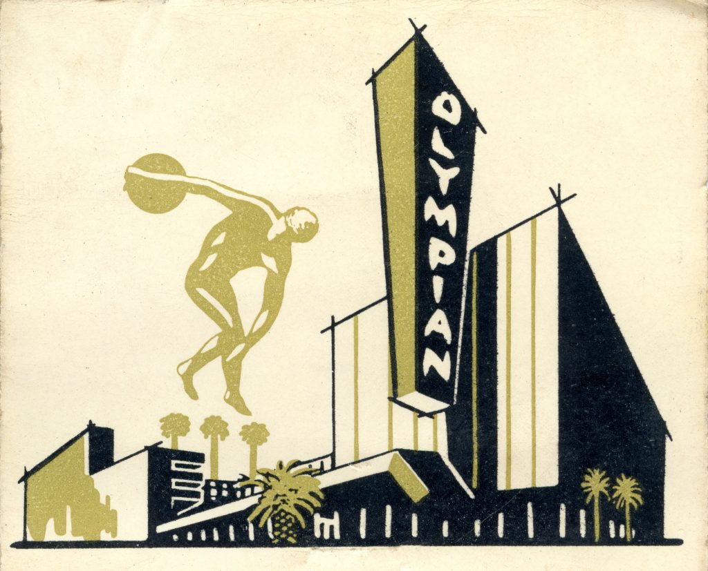 Olympian Hotel - 1903 West Olympic Boulevard, Los Angeles, CA - Matchbook (from jericl cat via flickr)
